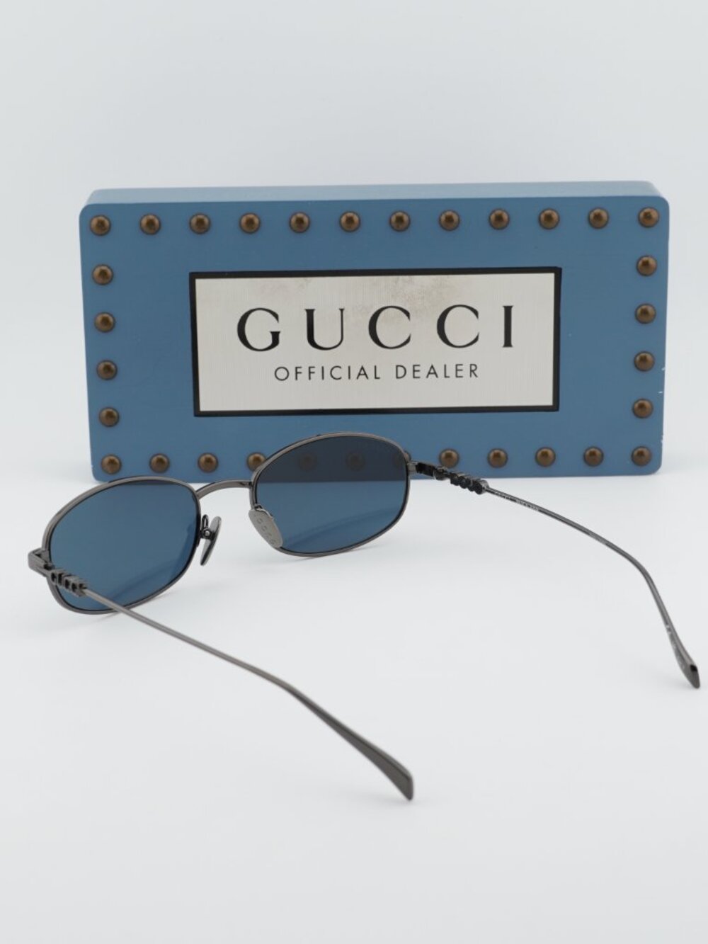 Gucci GG1940S 001 Rectangle Sunglasses - Ruthenium / Blue - Picture 4 of 10